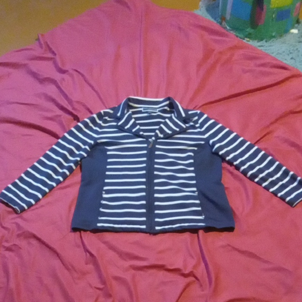 Karen Scott Navy and White Striped  Sports Jacket/Top